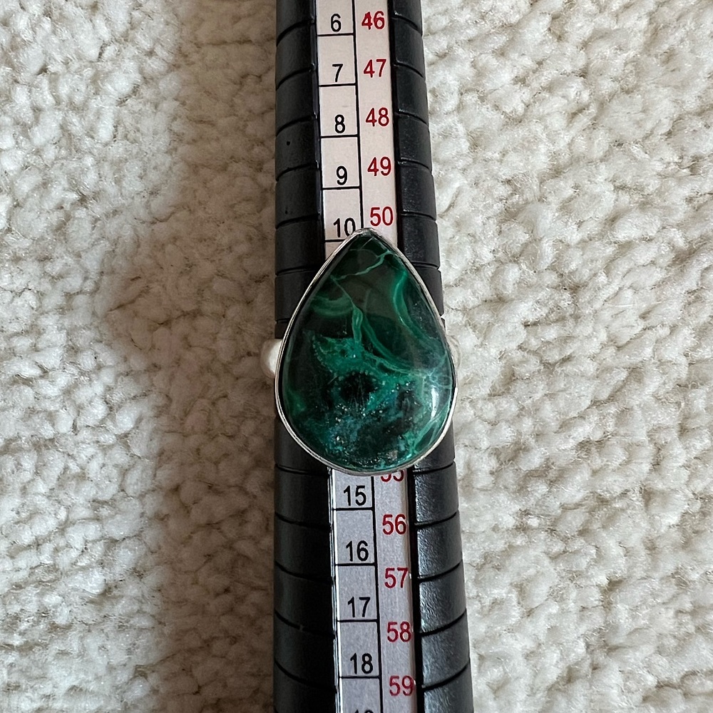 925 Sterling Silver malachite ring